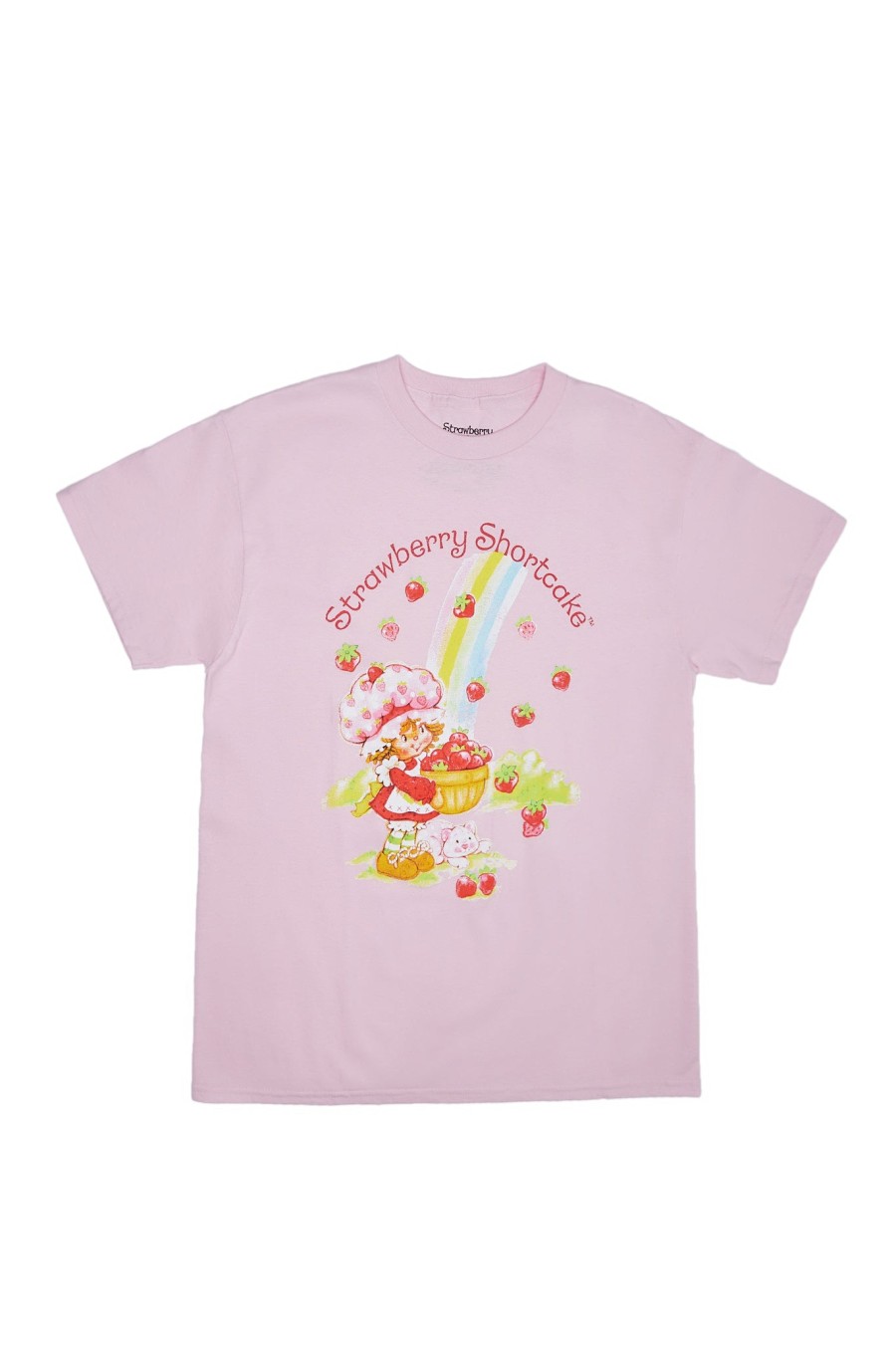 Aux Femmes Notes bleues Culture Pop | T-Shirt Petit Ami Graphique Arc-En-Ciel Strawberry Shortcake Rose Clair