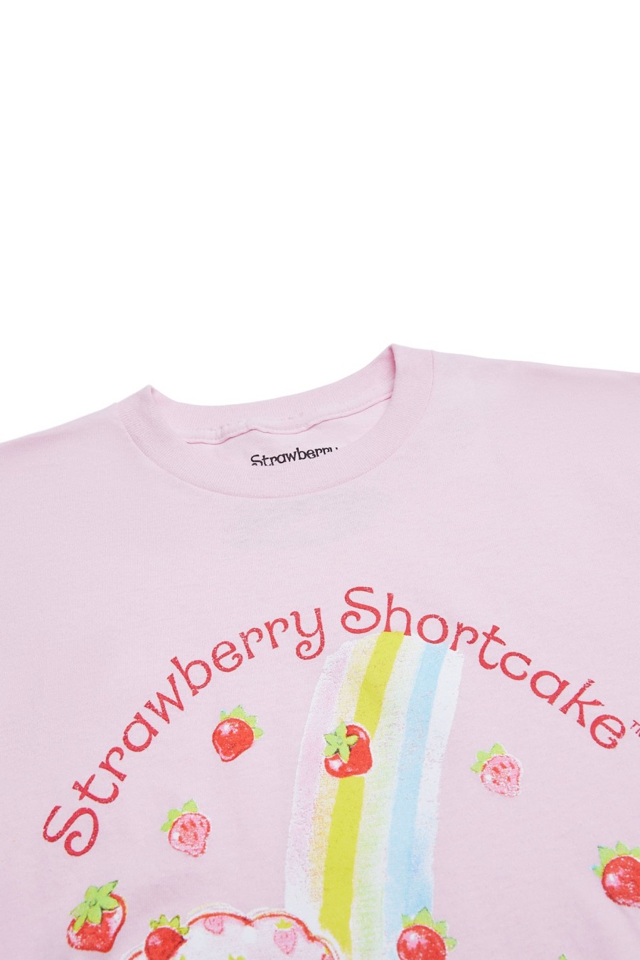 Aux Femmes Notes bleues Culture Pop | T-Shirt Petit Ami Graphique Arc-En-Ciel Strawberry Shortcake Rose Clair