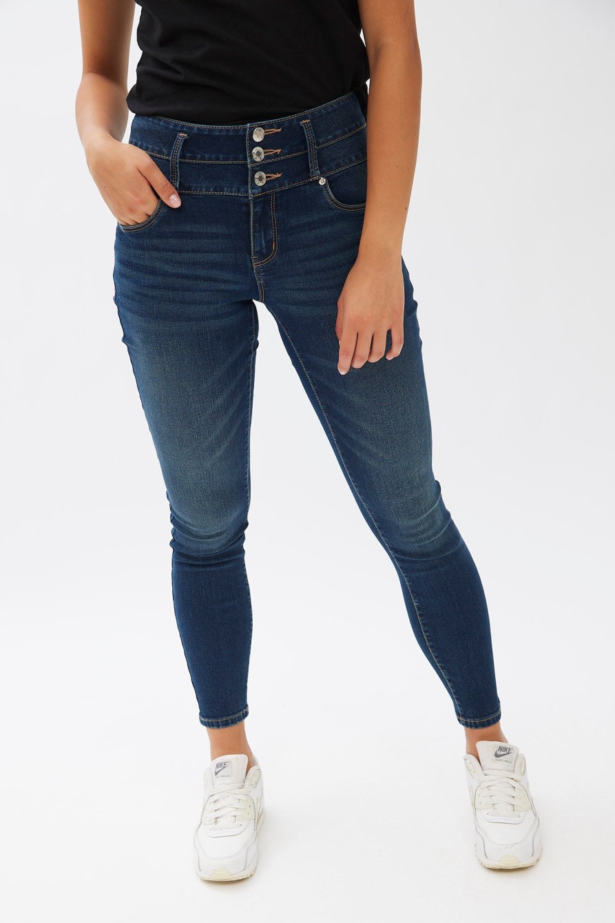 Aux Femmes Notes bleues Jeans | Jegging Shape Up Taille Tres Haute Bleu Denim Fonce