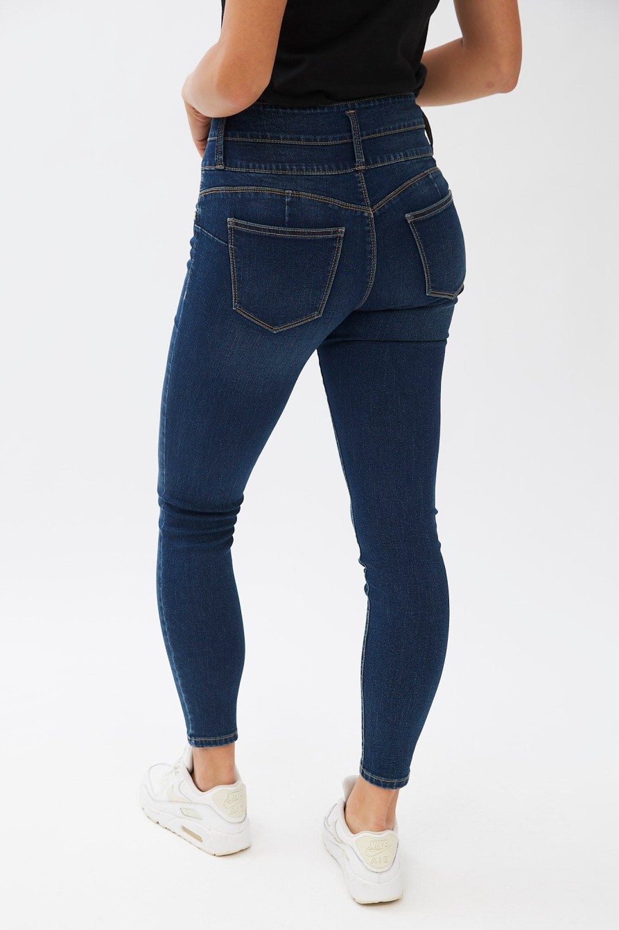 Aux Femmes Notes bleues Jeans | Jegging Shape Up Taille Tres Haute Bleu Denim Fonce