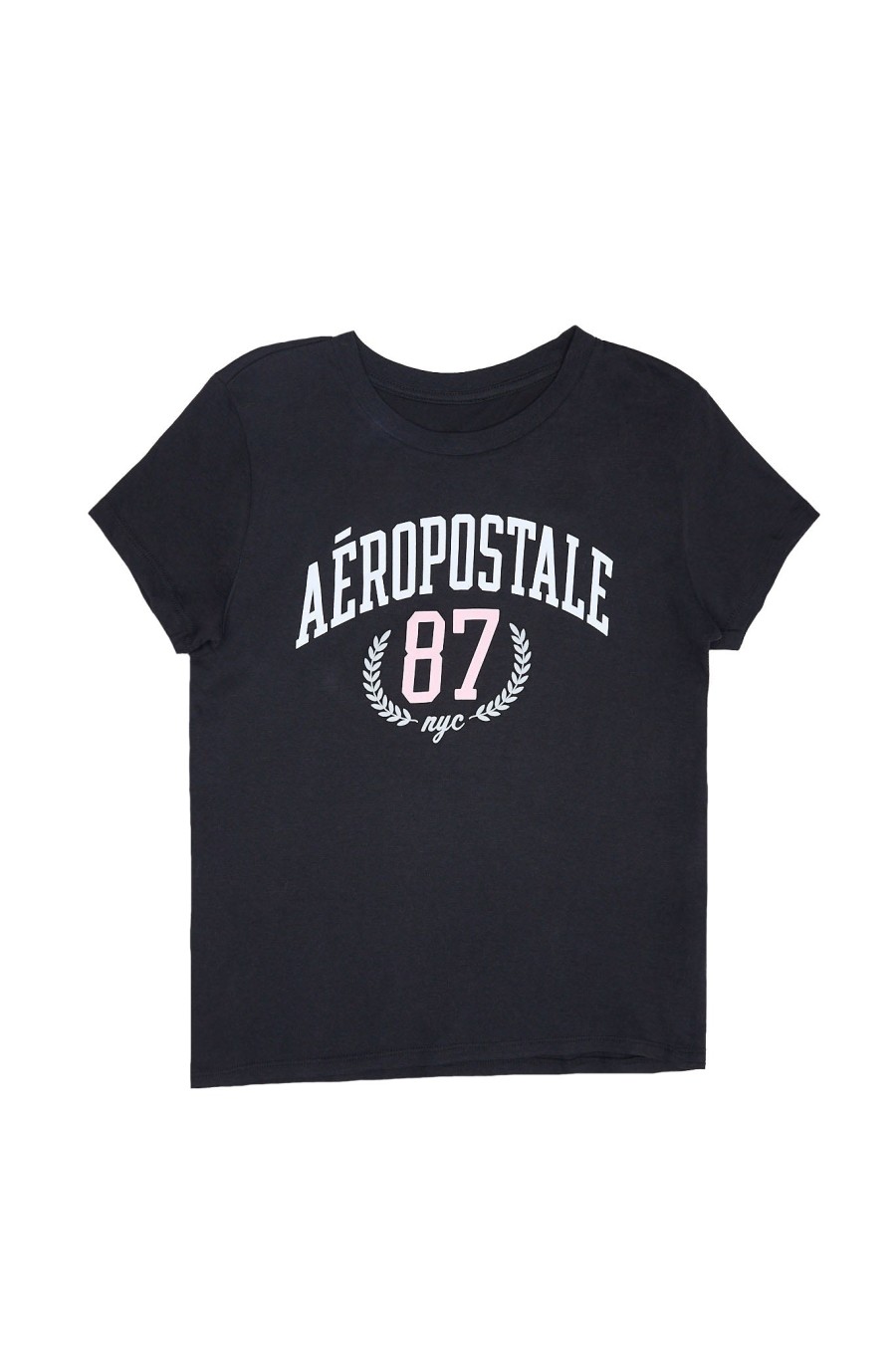 Aux Femmes Aéropostale T-Shirts Graphiques | T-Shirt Classique Graphique Aero 87 Nyc Crest Noir