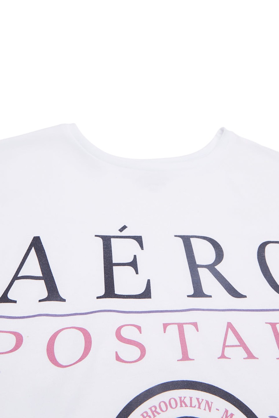 Aux Femmes Aéropostale Aeropostale | T-Shirt Petit Ami Graphique Aeropostale Crest Blanc