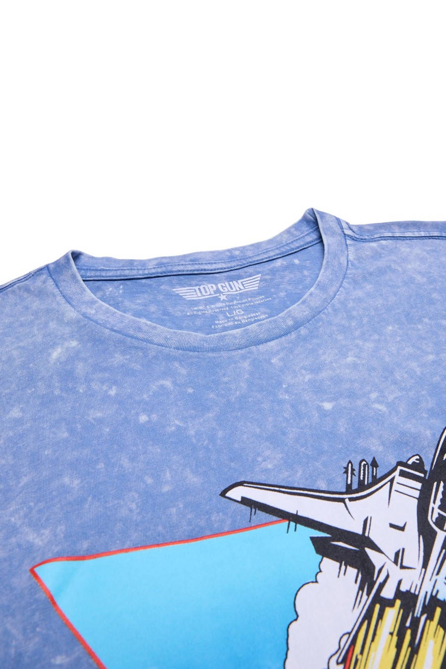 Pour Des Hommes Aéropostale T-Shirts | T-Shirt Delave A L'Acide Graphique Top Gun Un Jean Bleu