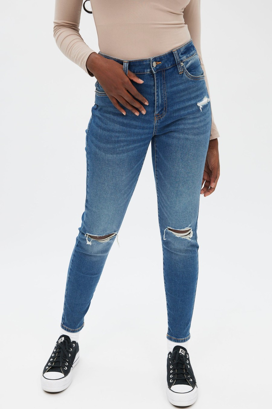 Aux Femmes Aéropostale | Jegging Aero Tres Extensible A Taille Haute Bleu Denim Fonce