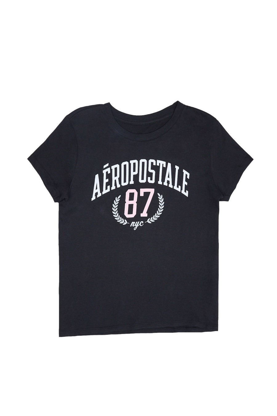 Aux Femmes Aéropostale T-Shirts | T-Shirt Classique Graphique Aero 87 Nyc Crest Noir