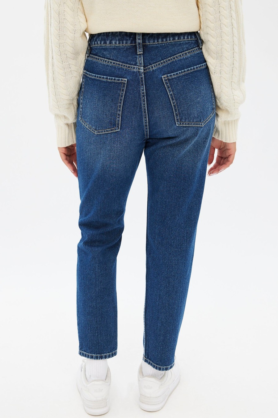 Aux Femmes Aéropostale Jeans | Jean Mom Taille Haute Aero Premium Air Bleu Denim Fonce