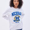 Aux Femmes Aéropostale Sweats A Capuche + Sweat-Shirts | Sweat-Shirt Surdimensionne A Col Ras Du Cou Et Graphique Michigan Gris