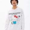 Aux Femmes Aéropostale Sweats A Capuche + Sweat-Shirts | Sweat-Shirt Oversize A Col Ras Du Cou Avec Motif Hello Kitty Et Ses Amis Gris