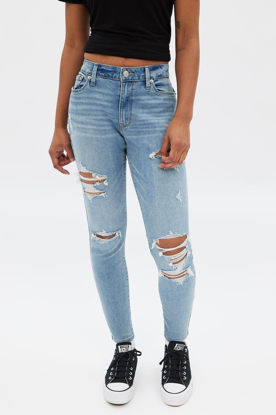 Aux Femmes Aéropostale Jeans | Jegging Aero Tres Extensible A Taille Mi-Haute Bleu Denim Moyen