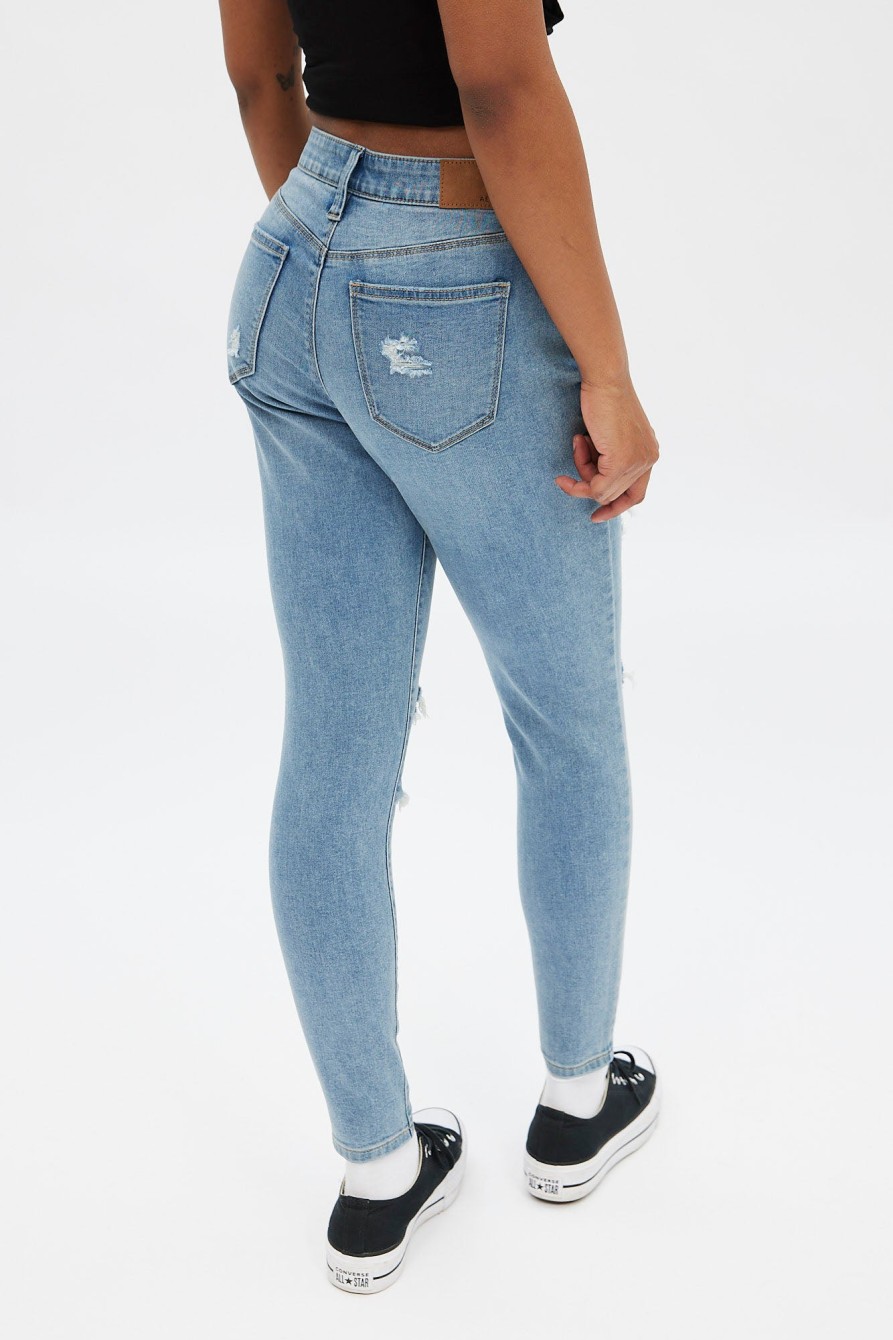 Aux Femmes Aéropostale Jeans | Jegging Aero Tres Extensible A Taille Mi-Haute Bleu Denim Moyen