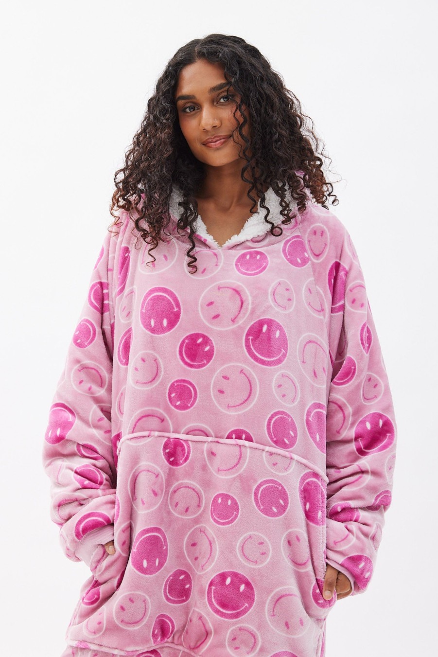 Aux Femmes Notes bleues Pyjamas | Sweat A Capuche Surdimensionne En Peluche Sherpa