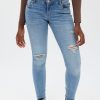 Aux Femmes Notes bleues | Jegging Taille Tres Haute Bleu Denim Moyen