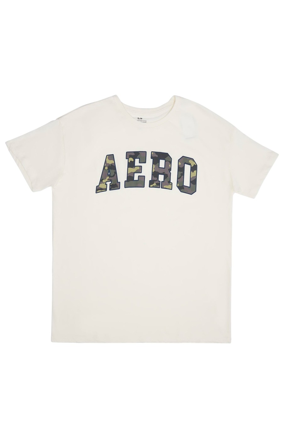 Aux Femmes Aéropostale T-Shirts Graphiques | T-Shirt Boyfriend Graphique Aero Camo Script Creme