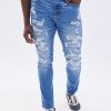 Pour Des Hommes Aéropostale Jeans | Jean Skinny Athletique Aero Rip And Repair Bleu