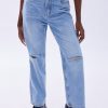 Aux Femmes Aéropostale Jeans | Jean Mom Baggy Taille Tres Haute Aero Premium Air Bleu Denim Clair