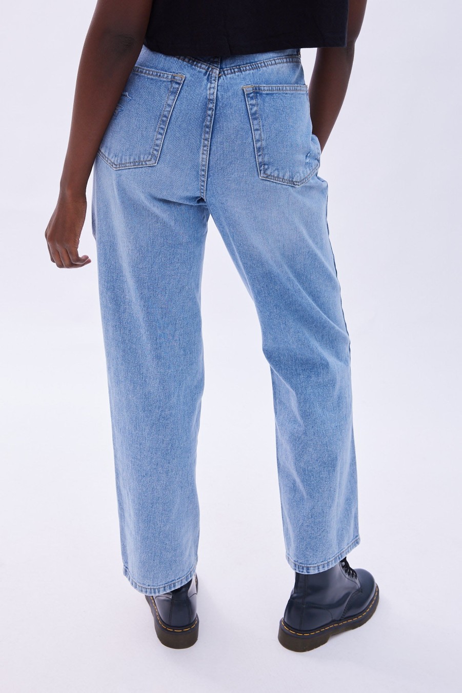 Aux Femmes Aéropostale Jeans | Jean Mom Baggy Taille Tres Haute Aero Premium Air Bleu Denim Clair