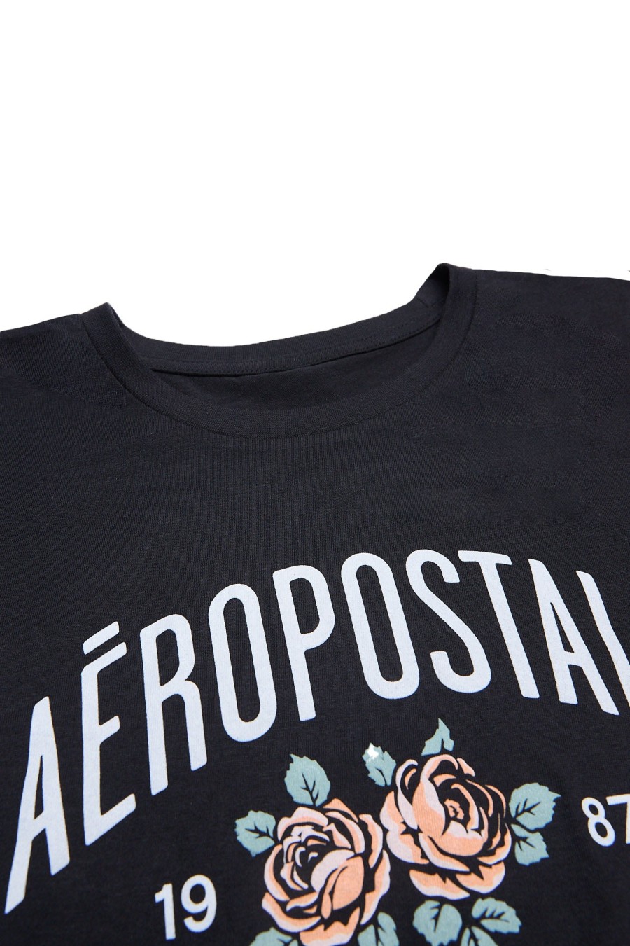 Aux Femmes Aéropostale T-Shirts Graphiques | Aeropostale Rose Bud Graphic T-Shirt Classique Noir