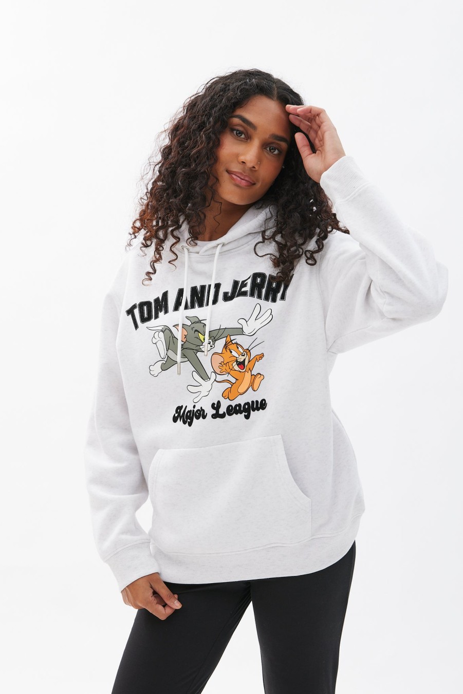 Aux Femmes Aéropostale Sweats A Capuche + Sweat-Shirts | Sweat A Capuche Surdimensionne Avec Image Tom Et Jerry Gris