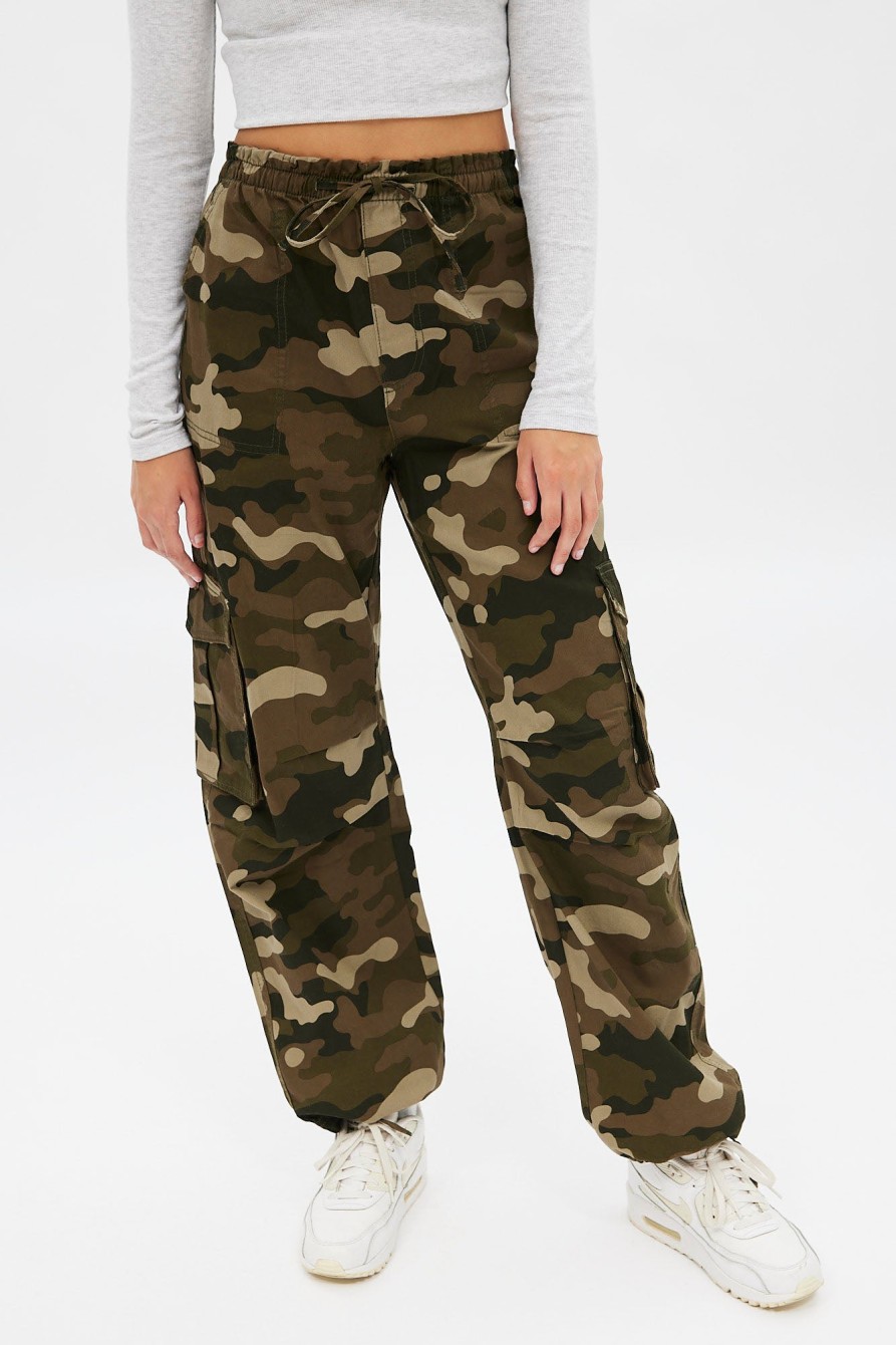 Aux Femmes Notes bleues Cargos + Parachute | Pantalon De Jogging Cargo Taille Moyenne