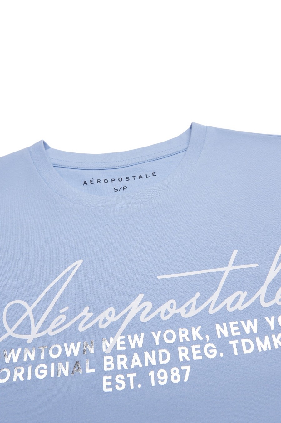 Aux Femmes Aéropostale T-Shirts Graphiques | T-Shirt Classique Aeropostale Graphic Silver Foil Un Jean Bleu