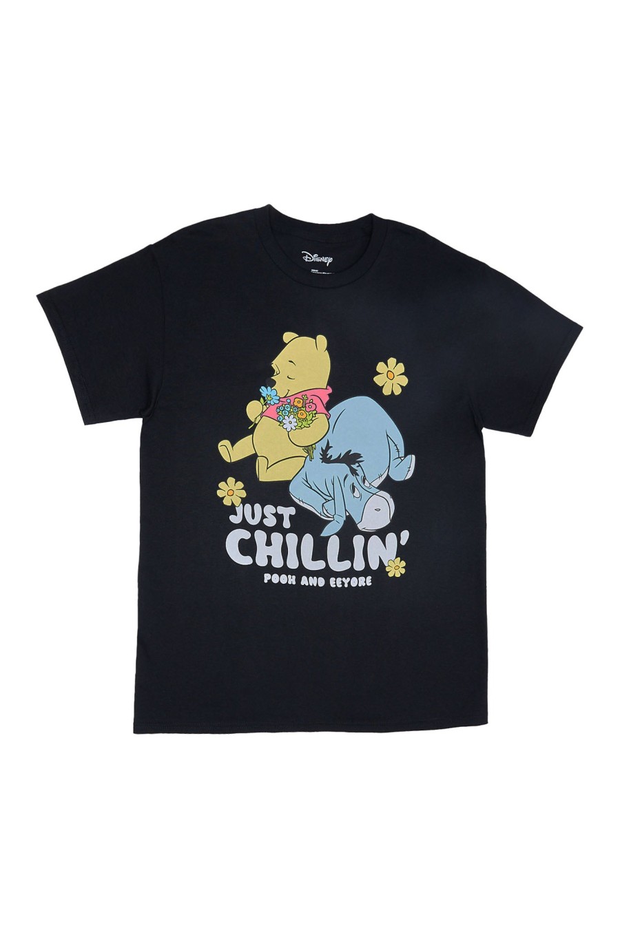 Aux Femmes Notes bleues T-Shirts Graphiques | Disney Winnie L'Ourson Et Bourriquet Just Chillin' T-Shirt Petit Ami Graphique Noir