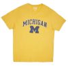 Pour Des Hommes Aéropostale Universite | T-Shirt Delave A L'Acide Graphique Michigan M Or