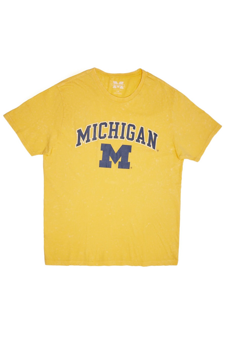 Pour Des Hommes Aéropostale Universite | T-Shirt Delave A L'Acide Graphique Michigan M Or