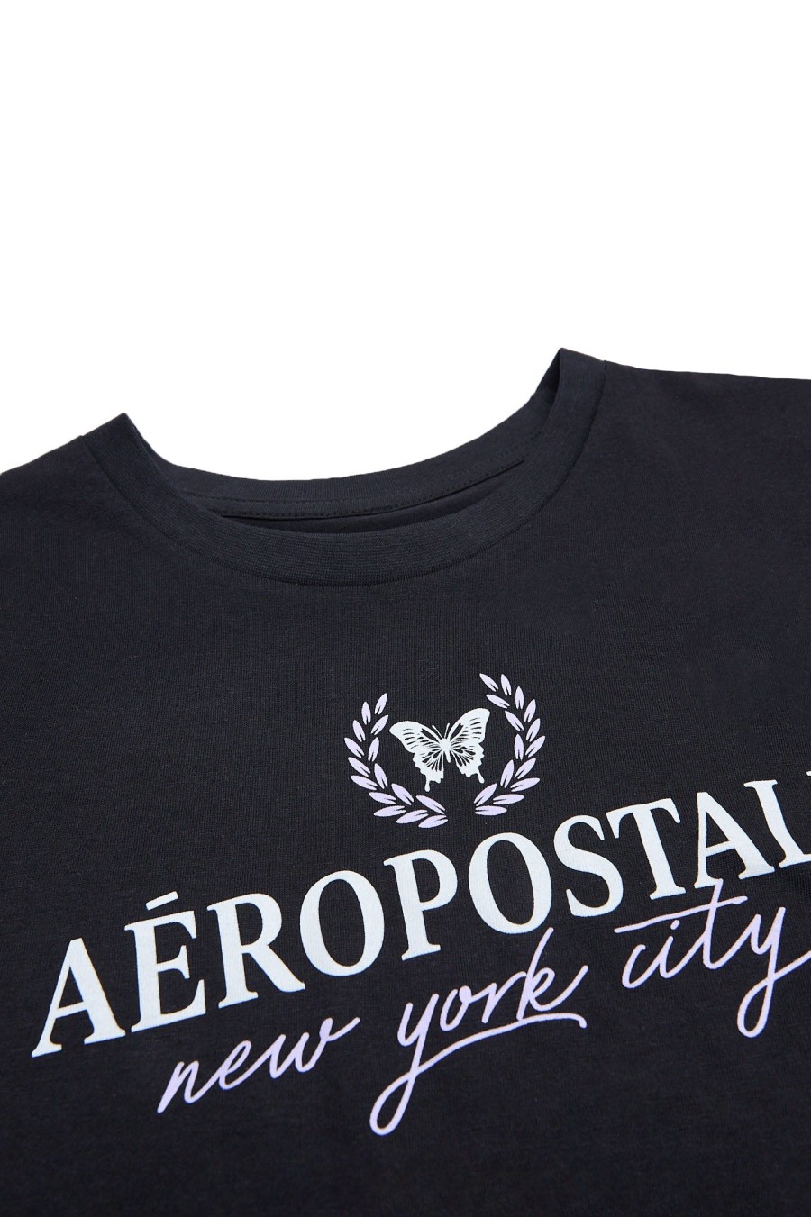 Aux Femmes Aéropostale Aeropostale | Aeropostale Butterfly Crest Graphic T-Shirt Classique Noir