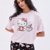 Aux Femmes Aéropostale Ensembles | Ensemble Pyjama Court En Peluche A Motif Hello Kitty Noir