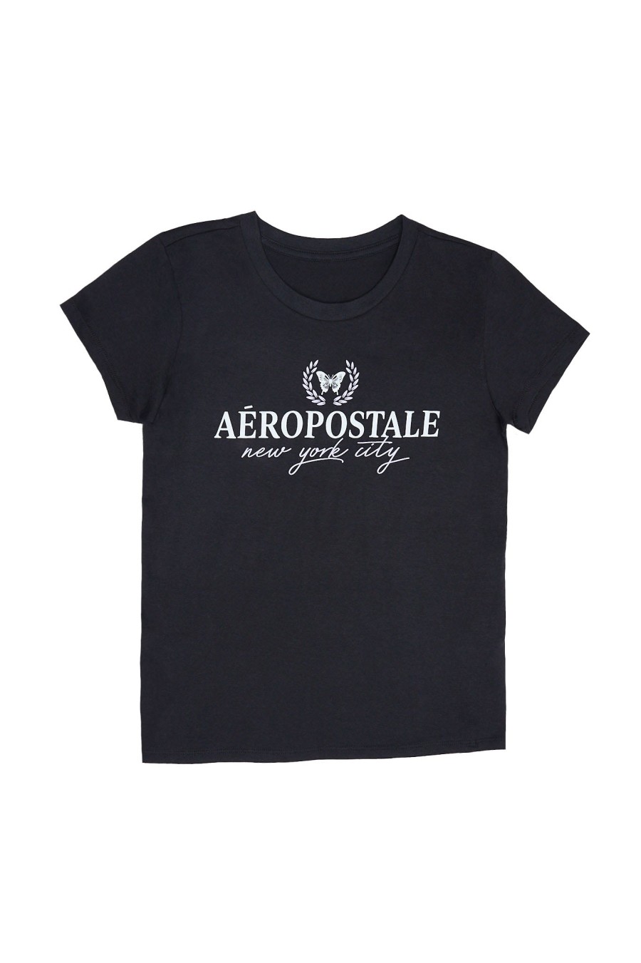 Aux Femmes Aéropostale T-Shirts Graphiques | Aeropostale Butterfly Crest Graphic T-Shirt Classique Noir