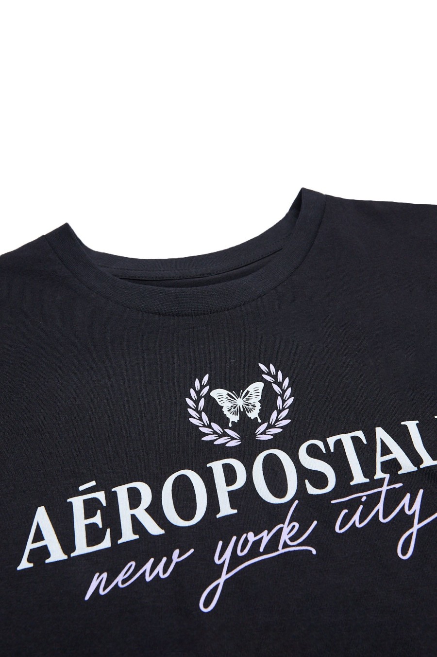 Aux Femmes Aéropostale T-Shirts Graphiques | Aeropostale Butterfly Crest Graphic T-Shirt Classique Noir