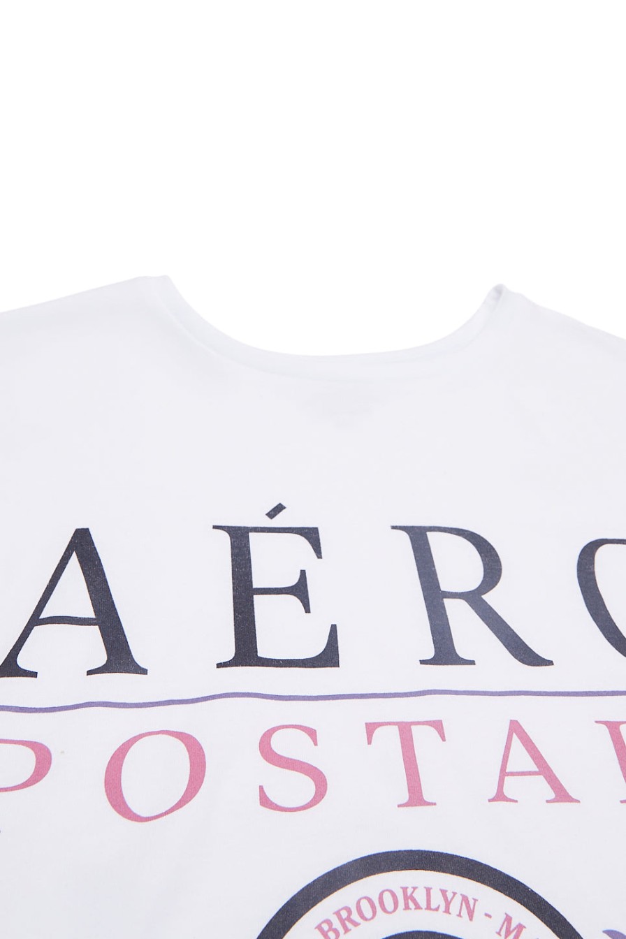 Aux Femmes Aéropostale T-Shirts | T-Shirt Petit Ami Graphique Aeropostale Crest Blanc