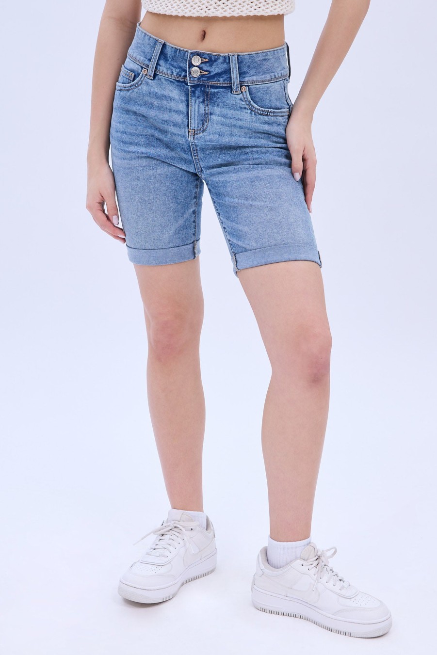 Aux Femmes Notes bleues Shorts | Bermuda En Jean Taille Haute Bleu Denim Moyen