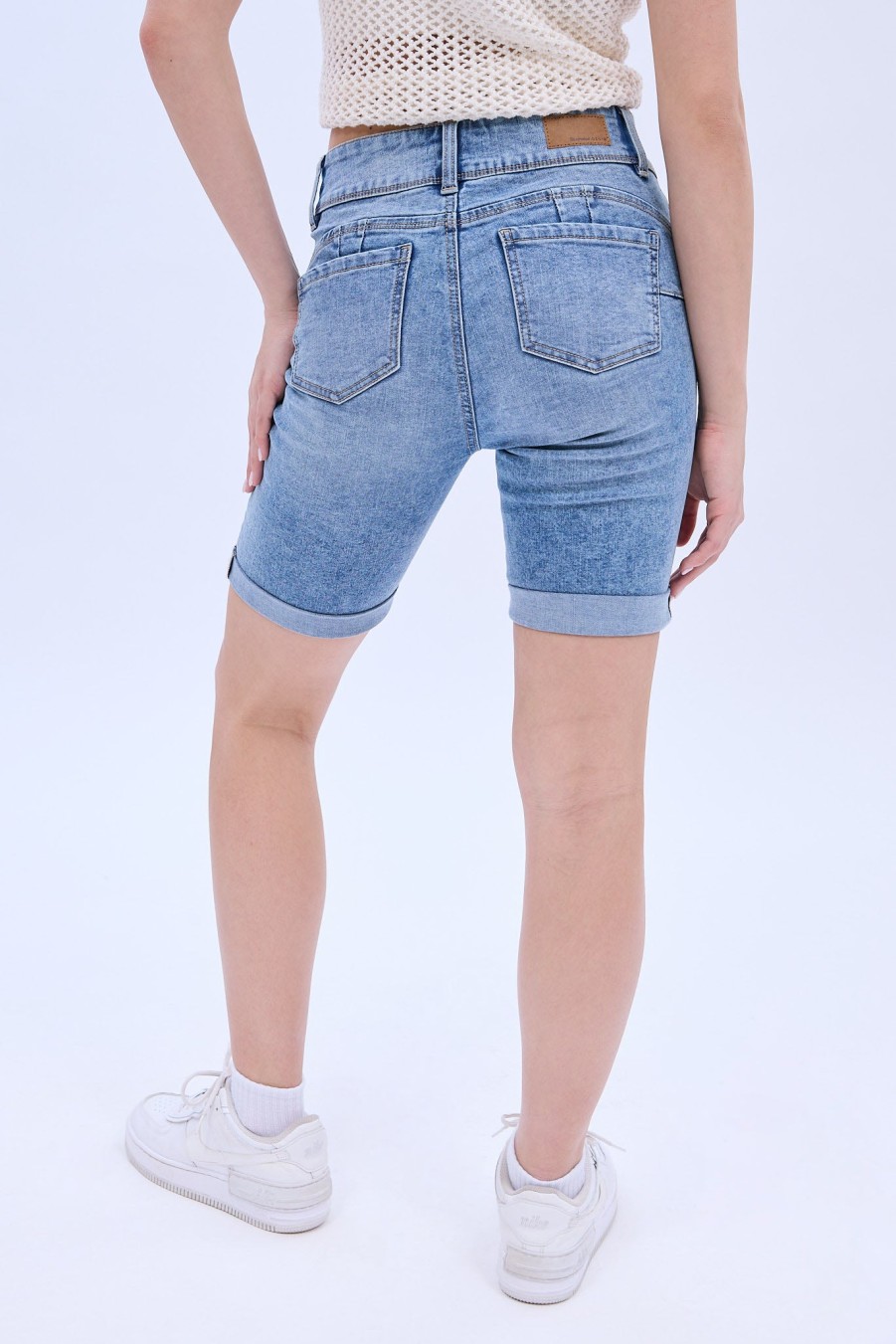 Aux Femmes Notes bleues Shorts | Bermuda En Jean Taille Haute Bleu Denim Moyen