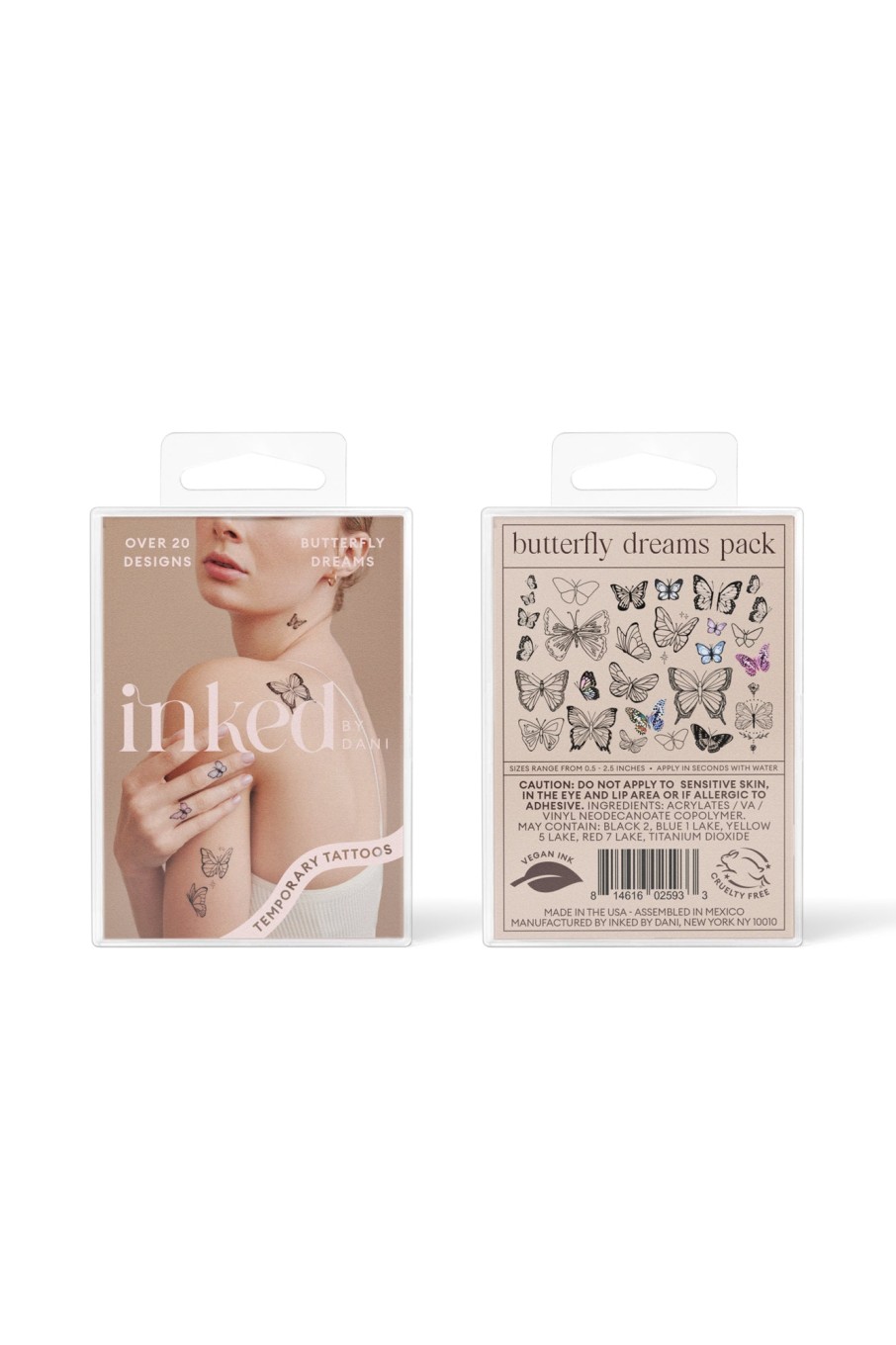 Aux Femmes Notes bleues Tatouages Temporaires | Pack De Tatouages Temporaires Inked By Dani