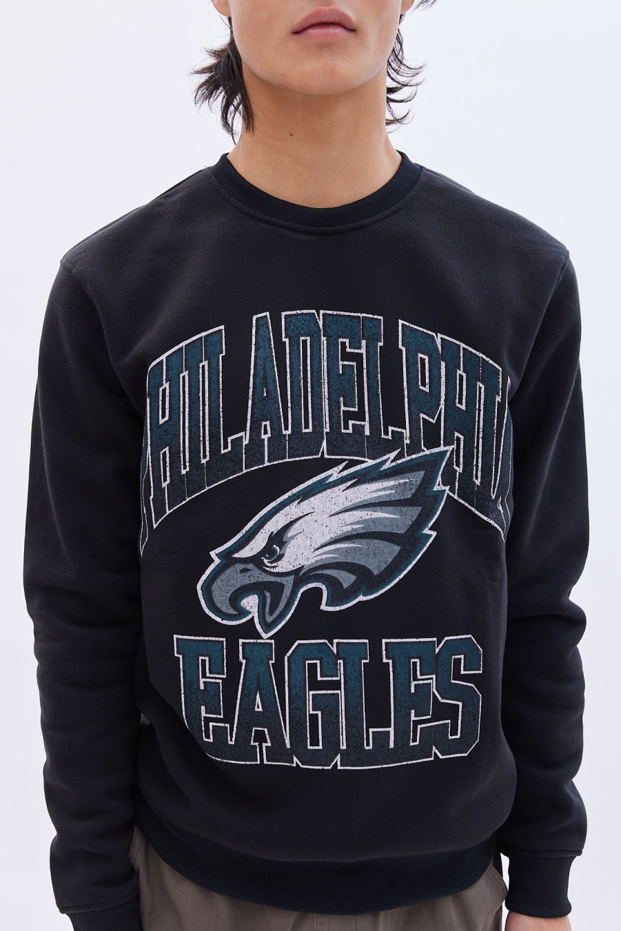 Pour Des Hommes Aéropostale Sweats A Capuche + Sweat-Shirts | Sweat-Shirt Ras Du Cou Graphique Des Eagles De Philadelphie Noir