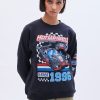 Aux Femmes Aéropostale Moto | Sweat-Shirt Surdimensionne A Col Ras Du Cou Avec Image Hot Wheels Noir