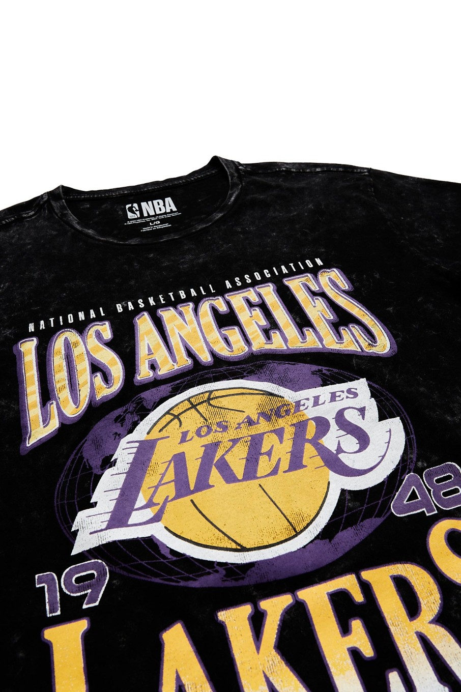 Pour Des Hommes Aéropostale T-Shirts Graphiques | T-Shirt Delave A L'Acide Graphique Des Lakers De Los Angeles Noir