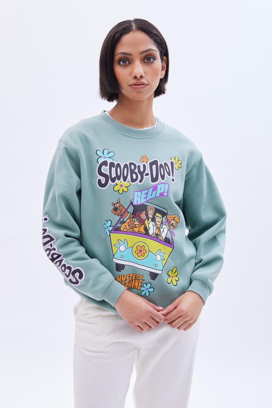 Aux Femmes Aéropostale Sweats A Capuche + Sweat-Shirts | Scooby Doo! Sweat-Shirt Oversize A Col Rond Graphique Sage