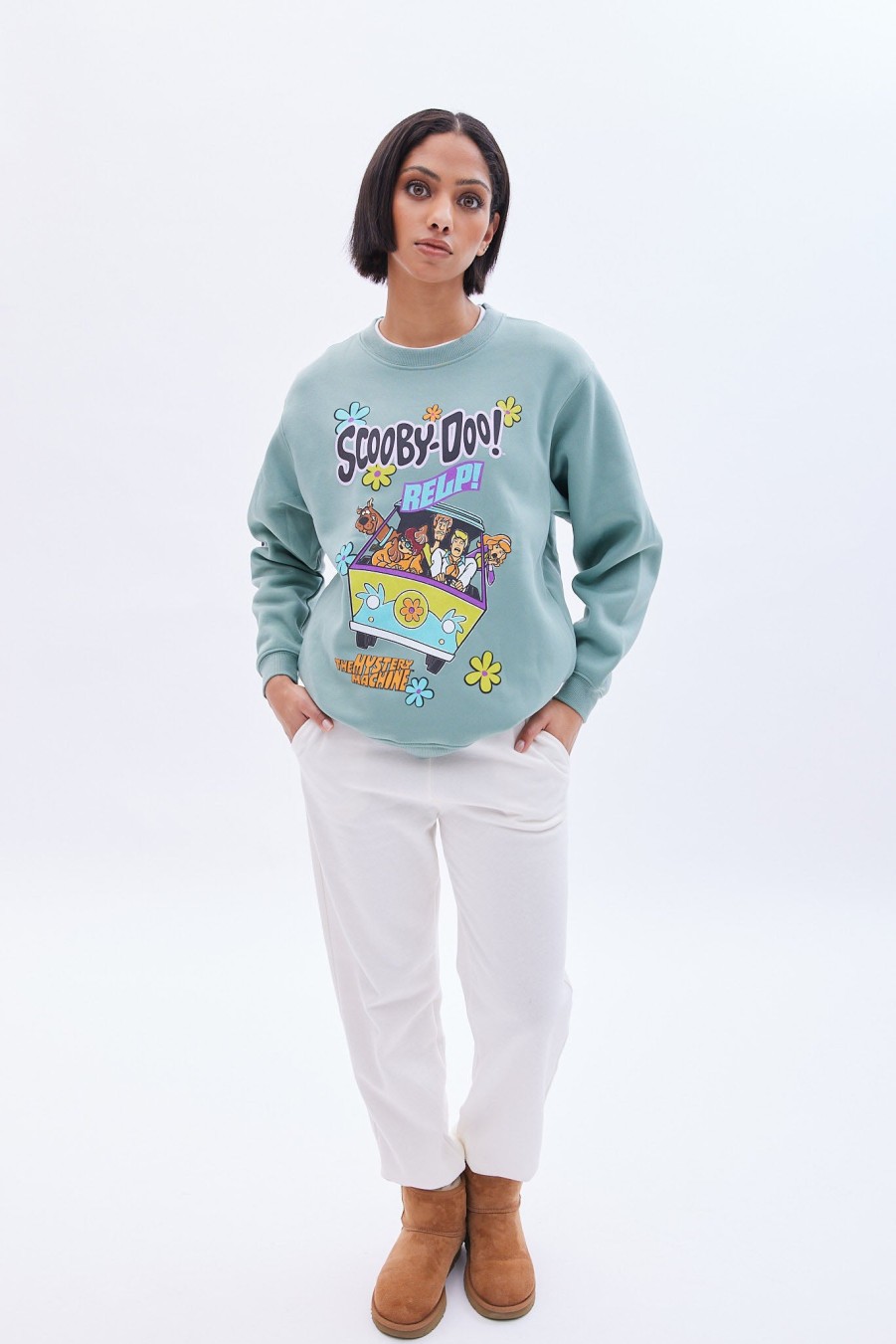 Aux Femmes Aéropostale Sweats A Capuche + Sweat-Shirts | Scooby Doo! Sweat-Shirt Oversize A Col Rond Graphique Sage