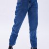 Aux Femmes Aéropostale Jeans | Jean Mom Aero Premium Air A Taille Tres Haute Et Jambe Droite Bleu Denim Fonce