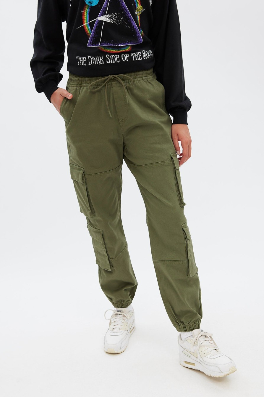 Aux Femmes Notes bleues Cargos + Parachute | Pantalon De Jogging Cargo Taille Haute