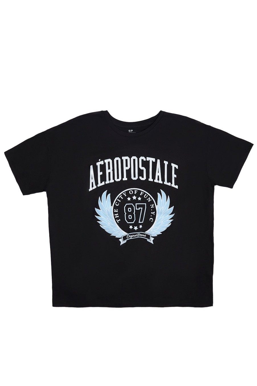 Aux Femmes Aéropostale T-Shirts | T-Shirt Petit Ami Graphique Aeropostale 87 Crest Noir