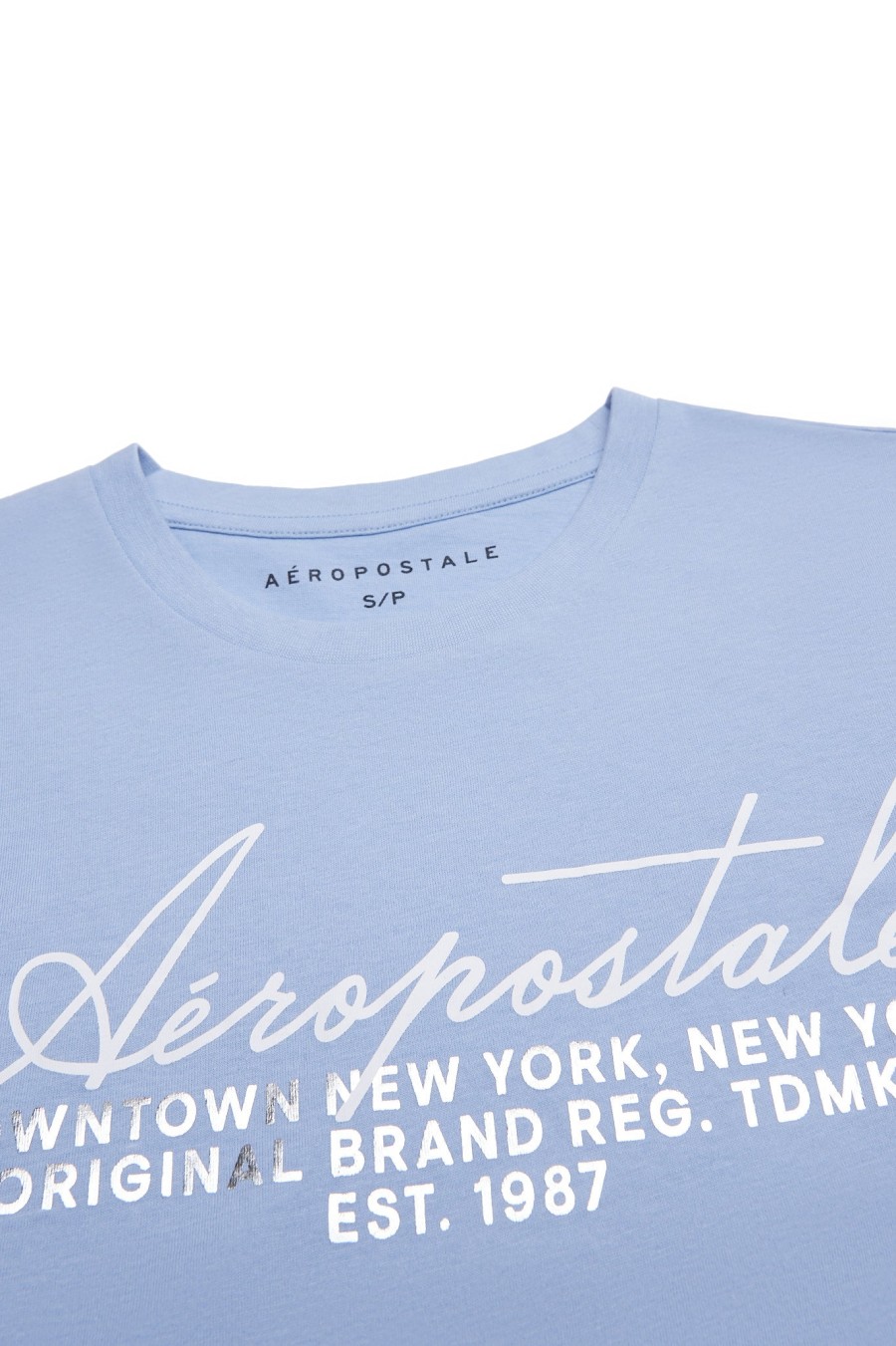 Aux Femmes Aéropostale Aeropostale | T-Shirt Classique Aeropostale Graphic Silver Foil Un Jean Bleu