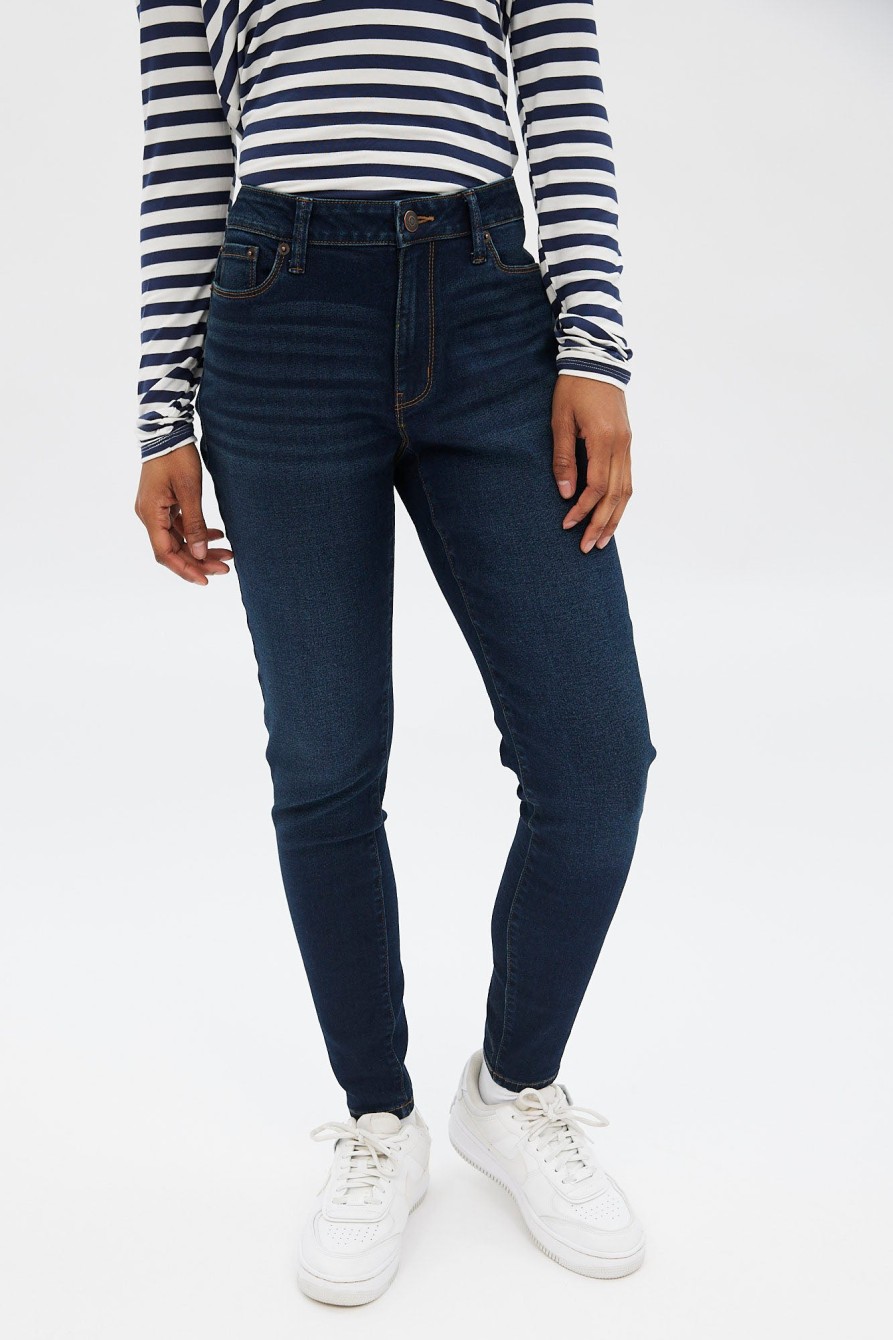 Aux Femmes Aéropostale Jeans | Jegging Aero Tres Extensible A Taille Mi-Haute Bleu Denim Fonce