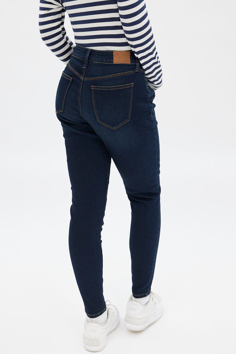 Aux Femmes Aéropostale Jeans | Jegging Aero Tres Extensible A Taille Mi-Haute Bleu Denim Fonce