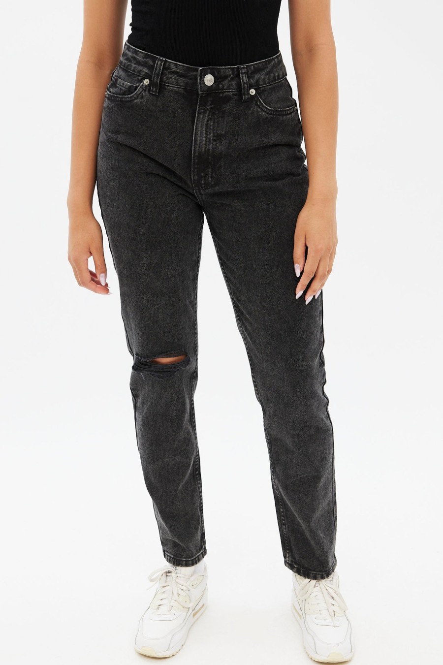 Aux Femmes Aéropostale Jeans | Jean Mom Taille Haute Aero Premium Air Noir