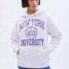 Aux Femmes Aéropostale Sweats A Capuche + Sweat-Shirts | Sweat A Capuche Surdimensionne A Imprime Graphique De L'Universite De New York Gris