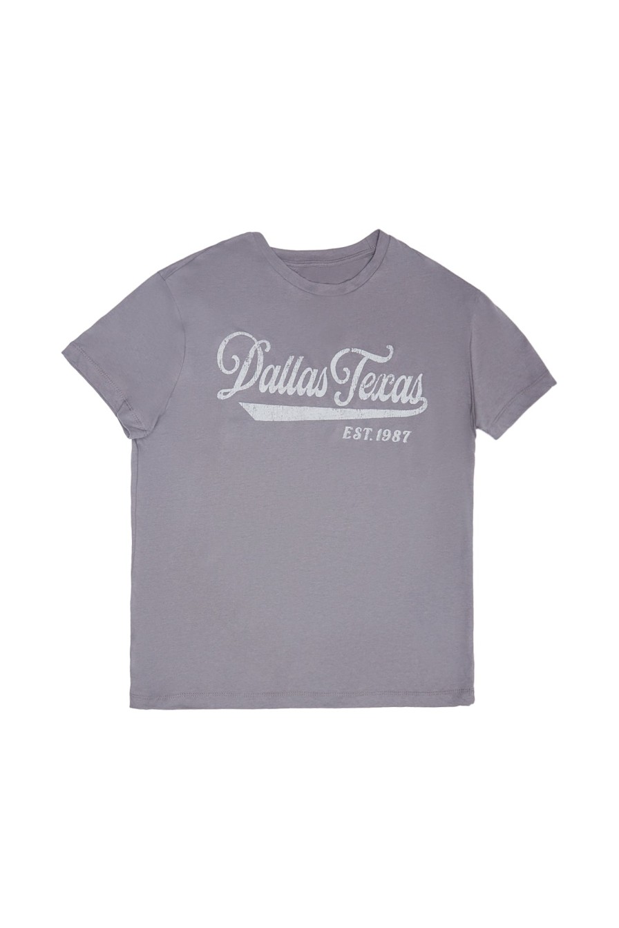 Aux Femmes Aéropostale T-Shirts | Aero Dallas Texas Est 1987 T-Shirt Petit Ami Graphique Gris Fonce