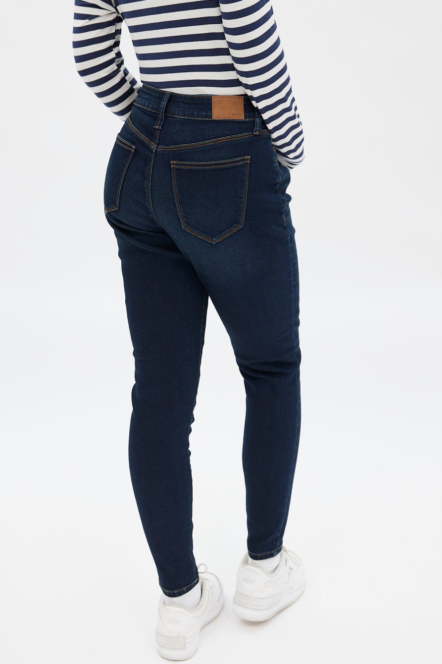 Aux Femmes Aéropostale | Jegging Aero Tres Extensible A Taille Mi-Haute Bleu Denim Fonce